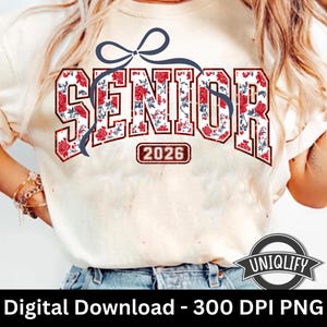 Senior 2026 Coquette Bow PNG Red Toile Floral Sublimation, Red Coquette Bow Senior 2026, Class of 2026 Png, Senior 2026 Sublimation Png