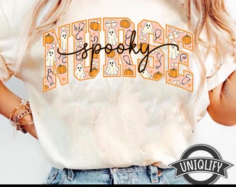 Halloween Nurse PNG, Nurse Varsity Letters PNG, Spooky Nurse, Varsity Nurse Png, Retro halloween Nurse Png, Nurse Png, Nurse Shirt Design