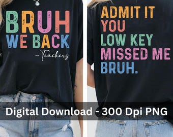 Bruh Wir unterstützen Lehrer PNG, geben Sie es zu, Sie haben mich zurückhaltend vermisst Bruh PNG, Zurück in der Schule Png, erster Schultag Png, lustige Lehrer Sublimation Png