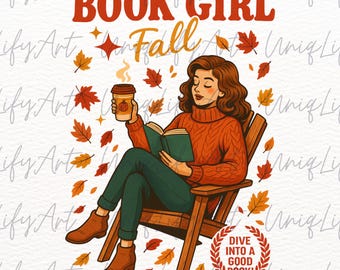 Livre fille automne PNG, ambiance automne rétro, bibliothécaire fille, livre livre fille tendance mignon, lecteur livresques drôle, Png livresque, fille automne automne tendance numérique, numérique