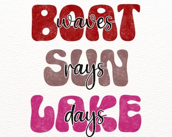 Boat Waves Sun Rays Lake Days PNG, Summer Lake Life Png, Boating Sublimation Design, Retro Vacation Png, Beach Summer Digital Download