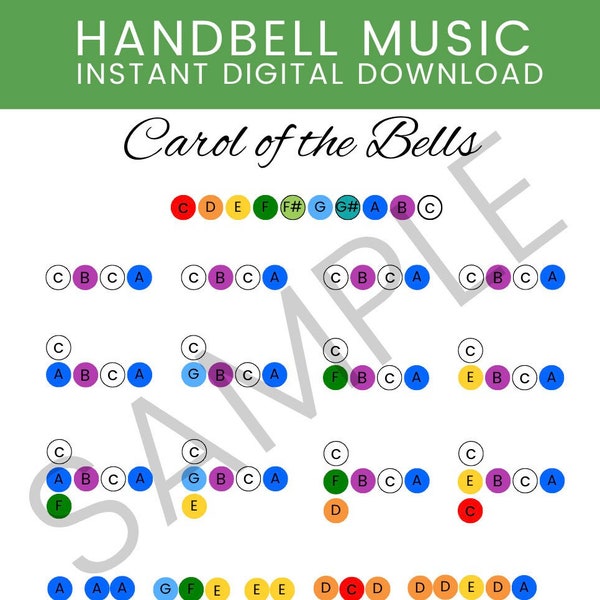 Carol of the Bells Handglocken Musik zu Weihnachten: 1 Song Sheet