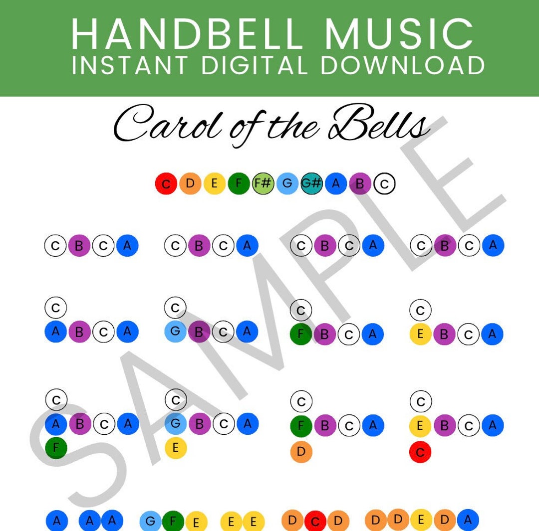 Carol of the Bells Handbell Music for Christmas 1 Song Sheet Etsy