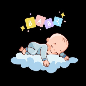 Blue Baby Shower Clipart | Newborn Birthday PNG | Watercolor Boy Theme