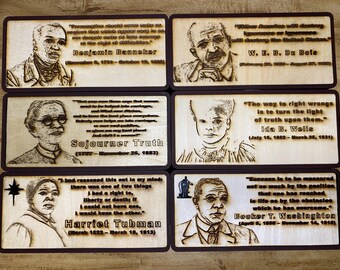 Engraved Black History Wooden Lightbox Set: Inspirational LED Decor