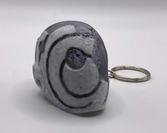 Hand-Painted Murderbot Helmet Keychain: Sci-Fi Collectible