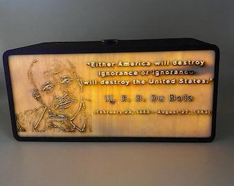 W.E.B. Du Bois Lightbox: Engraved Quote, Black History Gift