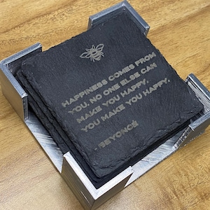 Beyoncé-Inspired Slate Coasters Set – Custom Holder, Rustic Home Decor Gift Set
