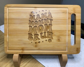 Funny Bamboo Cutting Board: Mama Mommy Mom Bruh Epoxy Inlay