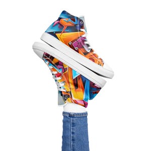 Women&#39;s Urban Graffiti High-Top Sneakers – Bold Street Art-Inspired Shoes - By DA:KN