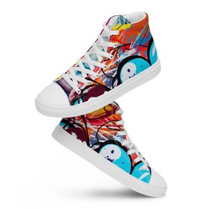 Women&#39;s Urban Graffiti High-Top Sneakers – Bold Street Art-Inspired Shoes - By DA:KN