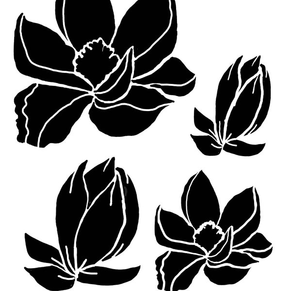 Magnolias 8x10 stencil, crafting, baking, kids, journaling, art journaling, painting, stenciling, shawn petite