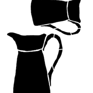 May include: Two black ceramic pitchers, one with a handle and one without. The pitcher with a handle is larger and has a wider base.