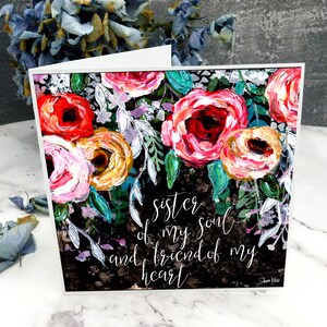 Sister of my Soul-kaart (blanco binnenkant), Shawn Petite, gemengde techniek, kaart, wenskaart, blanco