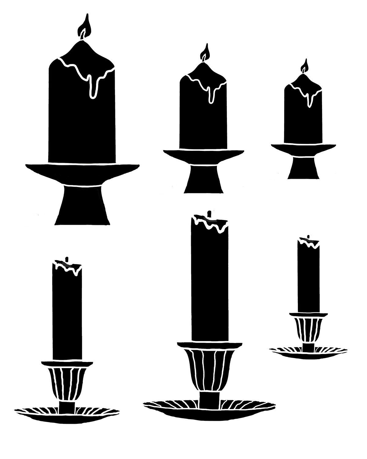 Christmas Candles Duo 8x10 Stencil, Crafting, Baking, Kids, Journaling