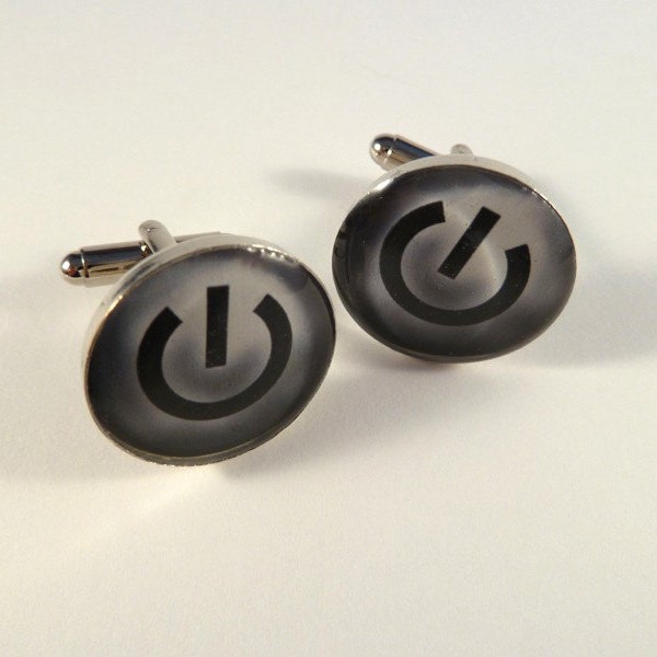 Computer Power Button Symbol Resin Photo Art Cufflinks