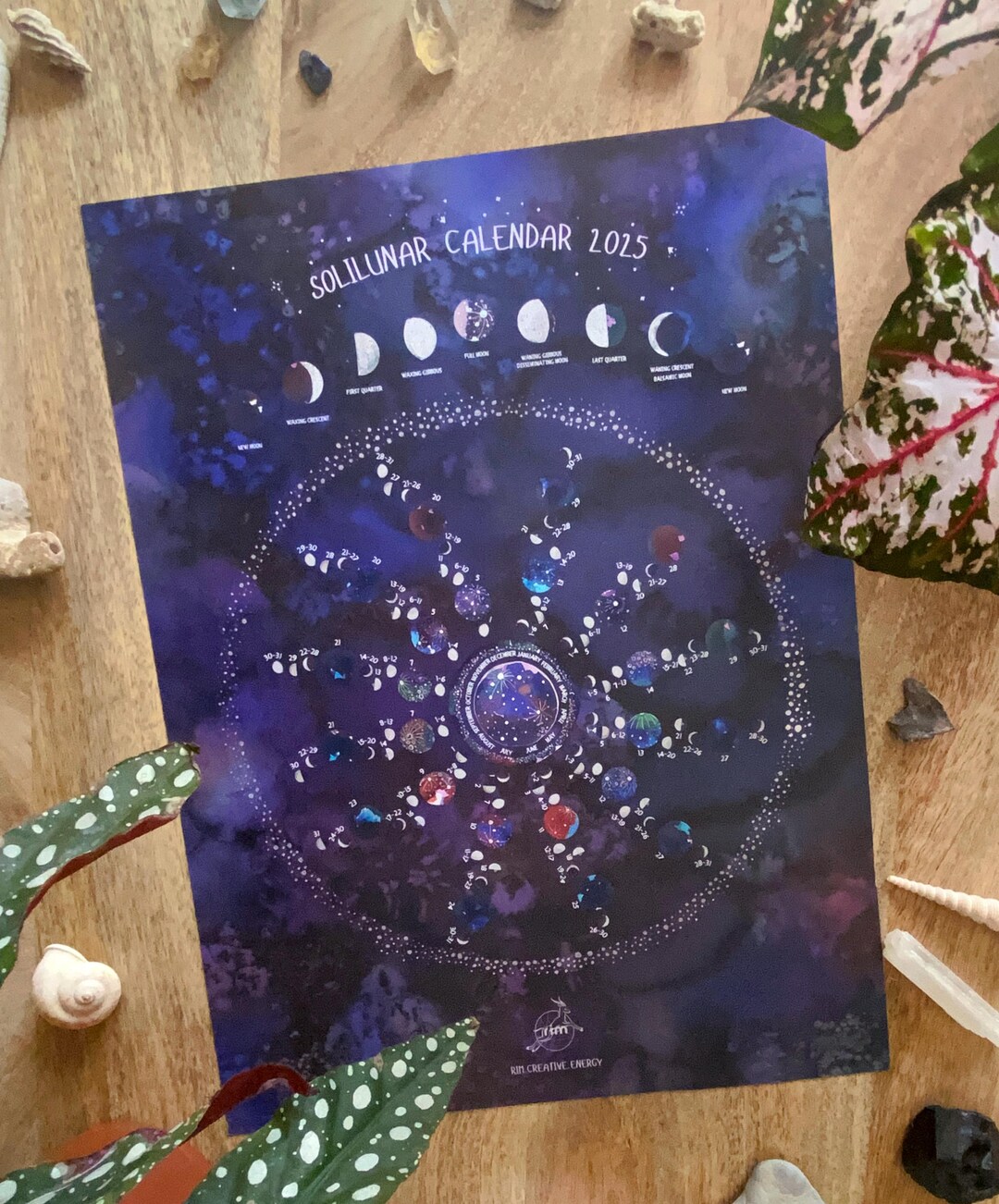 Moon Phase Calendar 2025 – Solilunar Wall Calendar – Lunar Phases ...