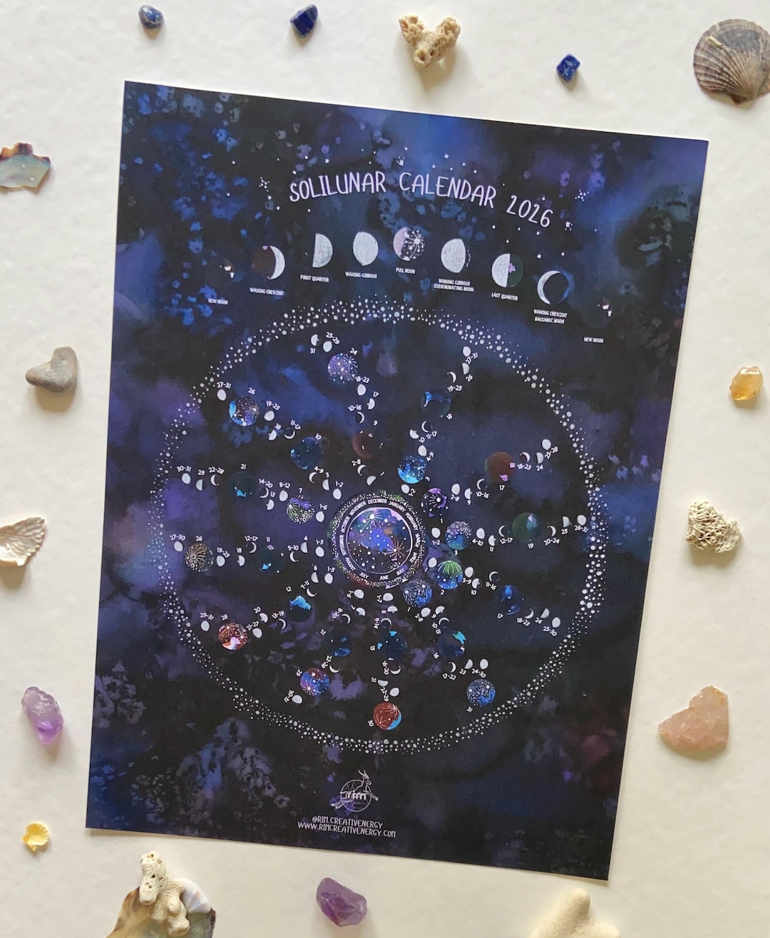 Moon Calendar 2026 | Lunar Phases Wall Art With Companion Guide | Pre ...