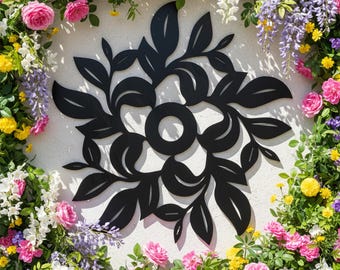 Rose Silhouette Metal Wall Art, Floral Leaf Wall Decor, Farmhouse  Flower Yard Wall Sign, Indoor Outdoor Home Accent, Housewarming Gift