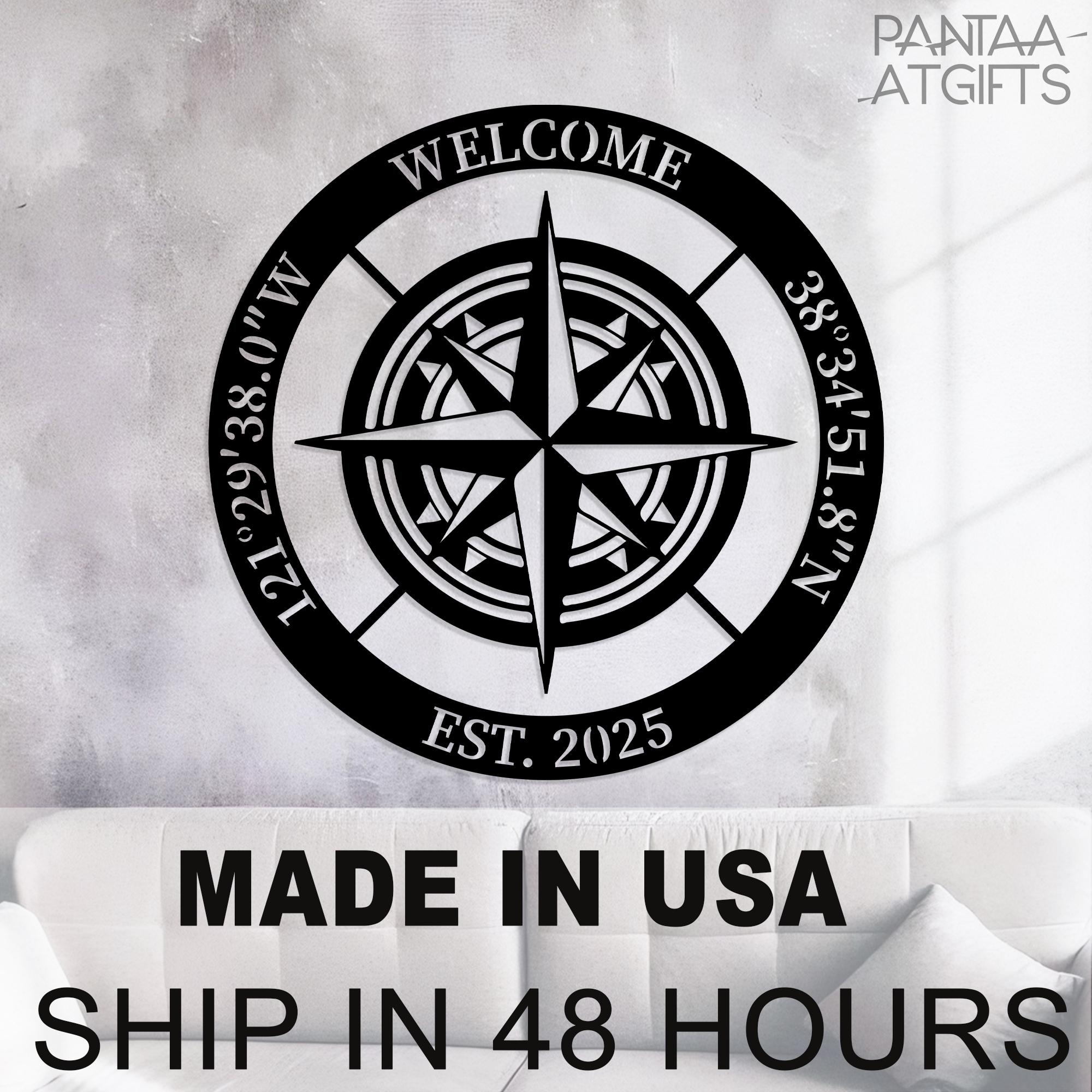 Custom Compass Sign,personalized Compass Metal Sign, Custom Compass ...