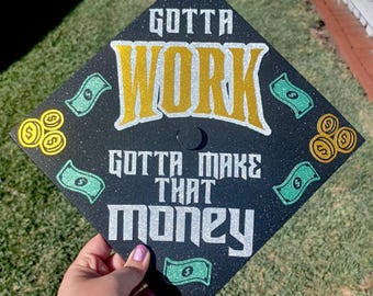 ATEEZ Graduation Cap Topper Glitter Cardstock Class of 2025 2026 Work Song Inspired Quote Handmade Cap Korean Boyband KPOP Group Grad Topper