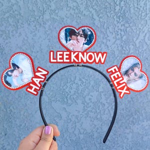 Diadema multipolar de Stray Kids, KPOP, con diamantes de imitación, foto de concierto, pancarta para el cabello con forma de corazón, varios miembros SKZ