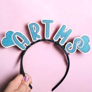 ARTMS Loona KPOP Bias Name Concert Rhinestone Glitter Headband Glitter Hair Banner CUSTOM Picture Hearts Stars