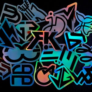 Thai BL Actor Holographic Rainbow Stickers Waterproof Black Logo Vinyl 2 inch+ Silver Colorful Car Decals Stickers Thailand TV Show Couple