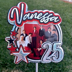 Décoration de gâteau 3D pour enfants errants, 7 pouces, papier cartonné à paillettes holographiques, décoration d'anniversaire personnalisée, fan de SKZ fait main, KPOP, boyband coréen personnalisé