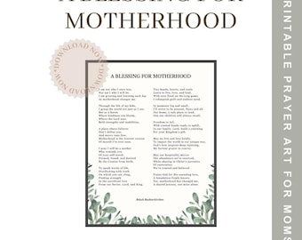 A Blessing for Motherhood – Minimalist Design – Printable Prayer Art for Moms | Inspirational Faith-Based Wall Decor | Instant Download
