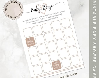 Modern Baby Bingo Game | Baby Shower Bingo Printable | Classy Baby Bingo Cards | Baby Shower Games | Instant Download PDF