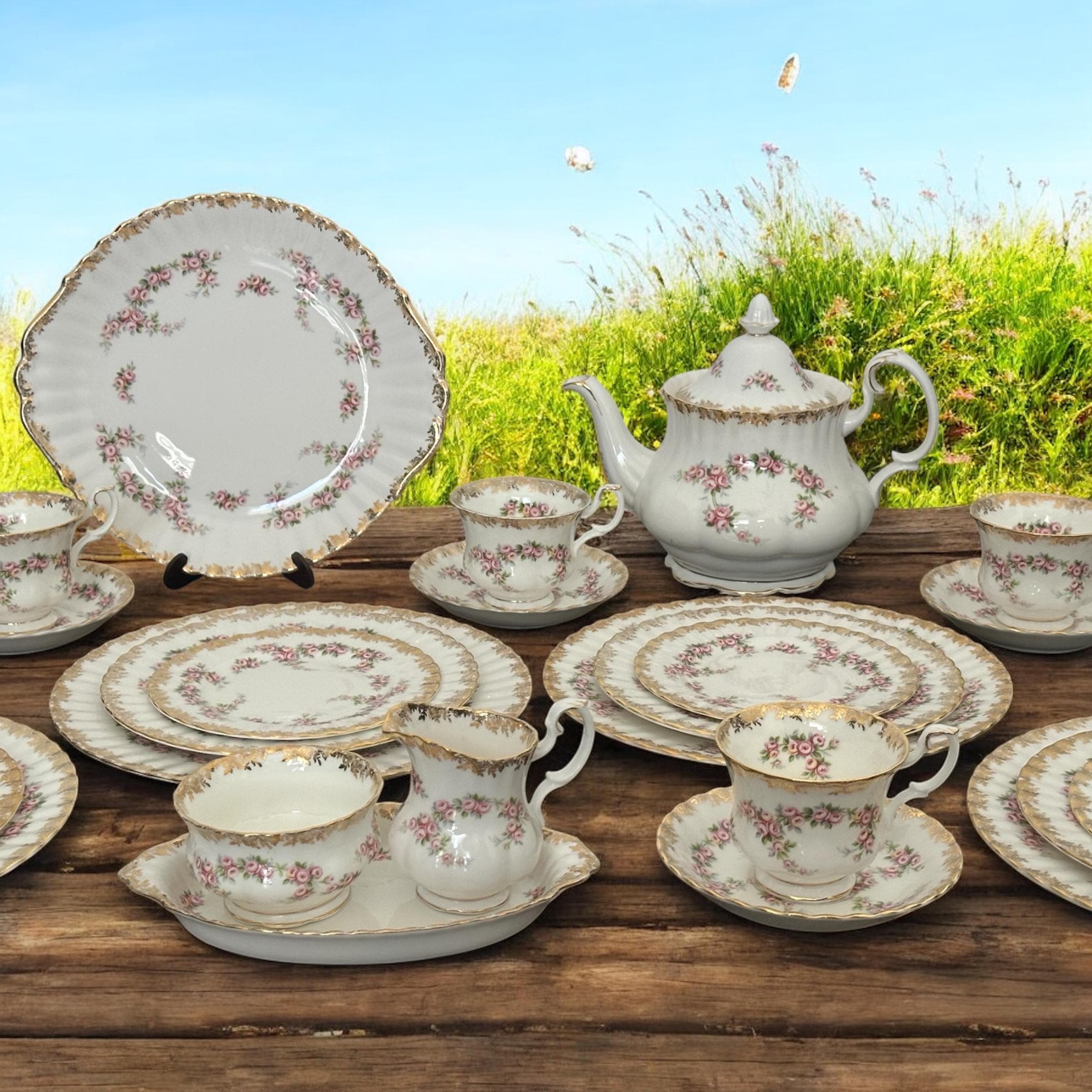 ロイヤルアルバート　  DIMITY ROSE セット イギリスアンティーク ロイヤルアルバート DIMITY ROSE ティー