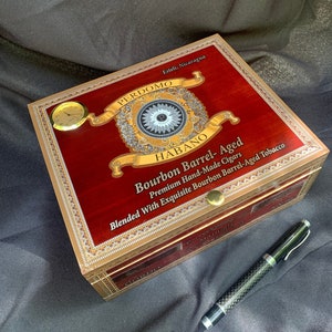 Desk Clock Shot Glass Bar Set Cigar Box - No. 608.185