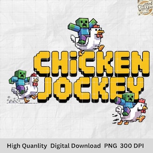Chicken Jockey Pixel Art PNG: Retro Gaming Meme (Digital Download