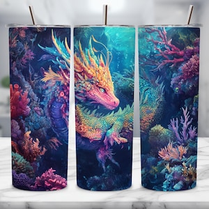 Emballage de gobelet dragon, conception de gobelet, dragon PNG, gobelet skinny, gobelet à sublimation, gobelet PNG, conception de sublimation, emballage de verre 20 oz