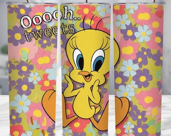 Cartoon Bird 20oz Tumbler Wrap, Retro Sublimation Design (Digital Download)
