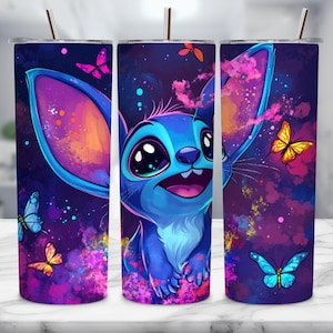 Blue Alien Tumbler Wrap, Cute Galaxy Tumbler Design, 20oz Skinny Tumbler PNG, Space Tumbler, Kawaii Sublimation Tumbler, Instant Download