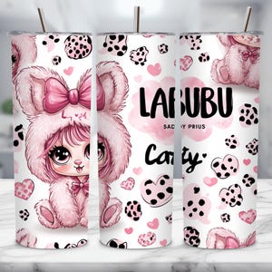 Pink Cartoon Tumbler Wrap: 20oz Skinny Tumbler Design (PNG Digital Download)