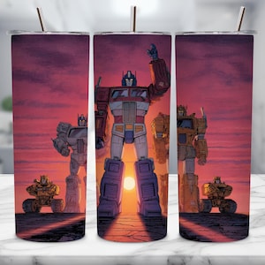 Transformers Tumbler Wrap 20oz, Bumblebee & Optimus Prime PNG, Sublimation Skinny Cup Design, Gift for Him, Digital Download, Kids Tumbler