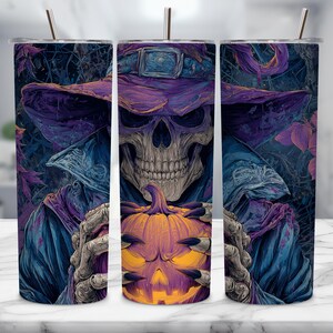 Halloween Tumbler, Skeleton PNG, Halloween Skeleton, Spooky Season PNG, Digital Download, Retro Halloween PNG, 20oz Skinny Tumbler, Fall Png