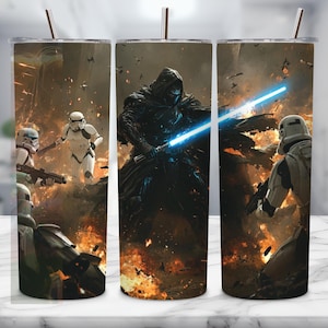 Warrior Tumbler Wrap, Lightsaber Tumbler PNG, 20oz Skinny Tumbler Design, Sci-Fi Sublimation Wrap, Digital Download, Galaxy Tumbler,Png File