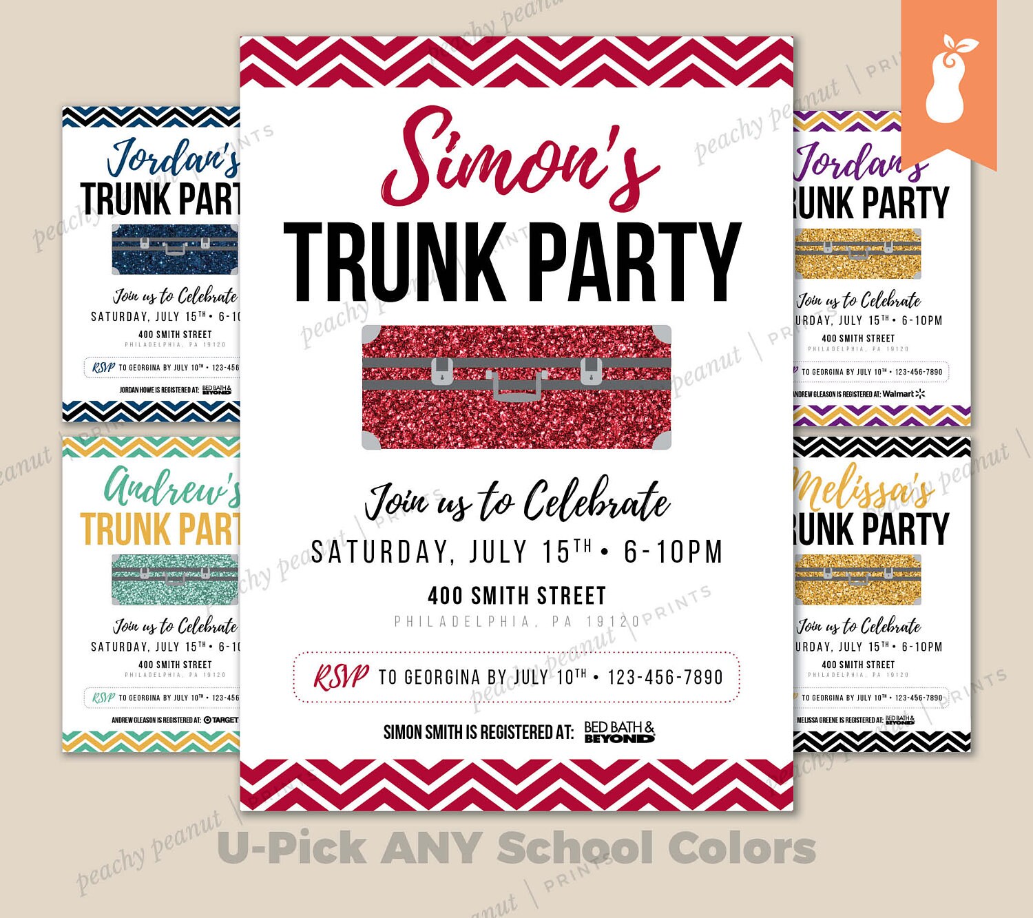 printable graduation trunk party celebration invitation etsy
