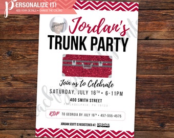 Trunk Party Invitation Going Away College High School Graduation Template // Personalized Printable Download // Custom Color // 5x7 -OR- 4x6