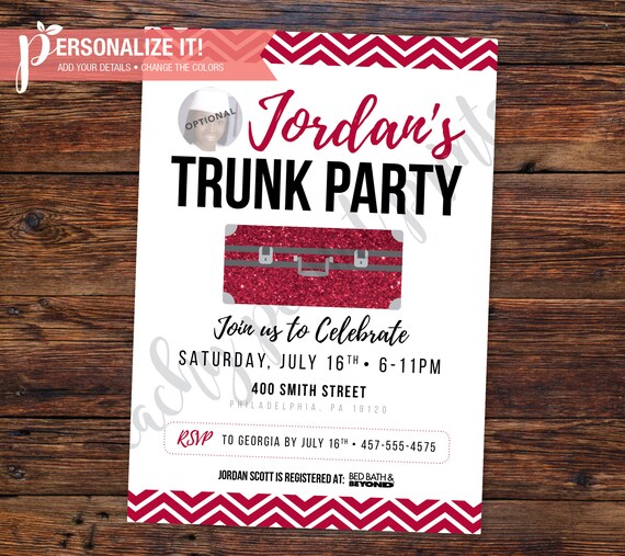 Trunk Party Invitation Going Away College High School Etsy
