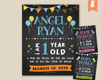 PRINTABLE | Birthday Party Announcement Sign Poster Chalkboard Baby Toddler Child | 8x10 11x14 | Custom Wall Decor