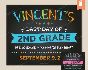 PRINTABLE | First OR Last Day Back to School Announcement Sign Poster Chalkboard Kindergarten Pre-K | 8x10 11x14 | Custom Photo Wall Decor