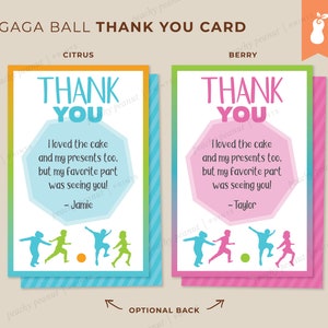 DRUCKBARE | Gaga Ball Geburtstag Dankeskarte | 4x6 | Personalisierte digitale Datei