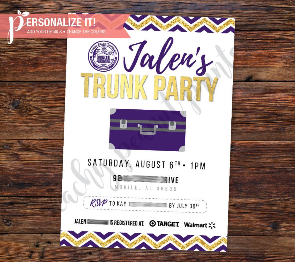 Trunk Party Invitation Going Away College High School Etsy