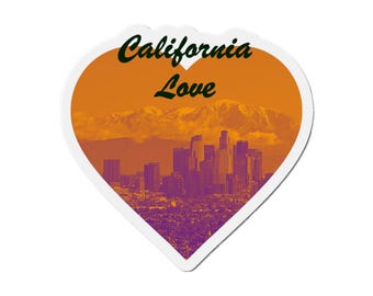 カリフォルニア ラブ ダイカット マグネット - お土産冷蔵庫ステッカー、レトロな州旅行装飾、カリフォルニア ドリーマーへのギフト、ヴィンテージ スタイル冷蔵庫