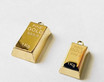 Colgante de barra de oro 3D de 21 quilates, colgante de lingote de oro, collar de barra de oro, joyería de barra de oro, colgante de barra de oro fino para el Día de la Madre, joyería para mujer, para mamá